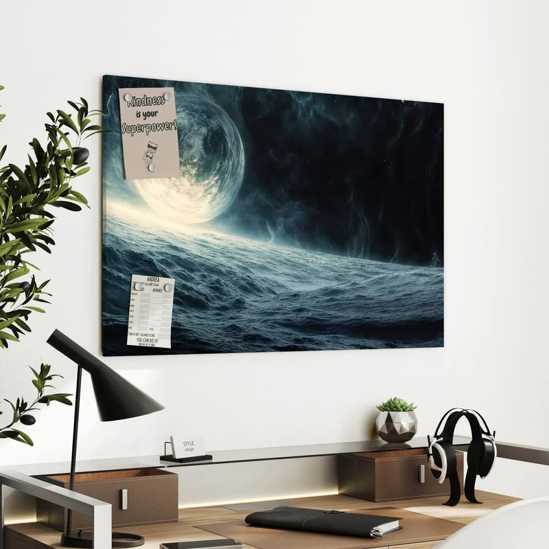 Metall Magnettafel - Mond über dem Meer