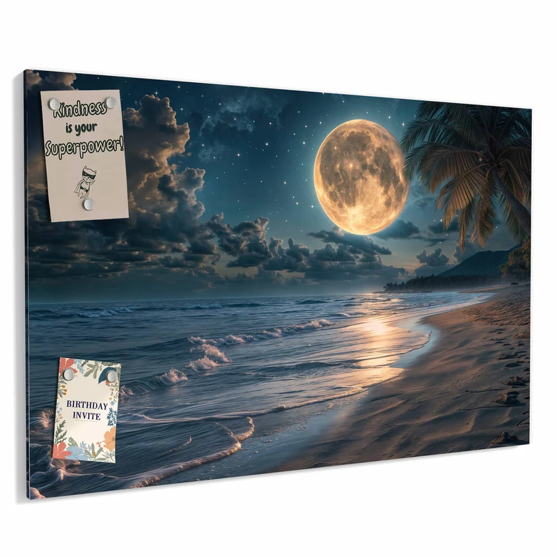 Metall Magnettafel - Mondnacht am Strand