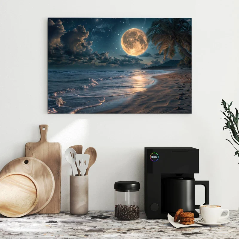 Metall Magnettafel - Mondnacht am Strand
