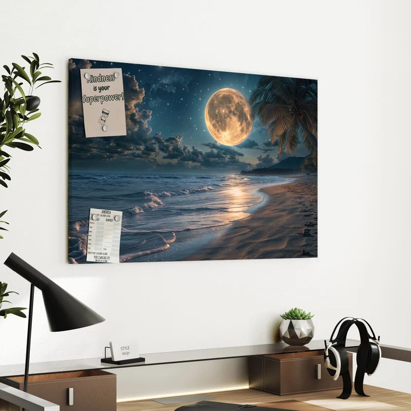 Metall Magnettafel - Mondnacht am Strand