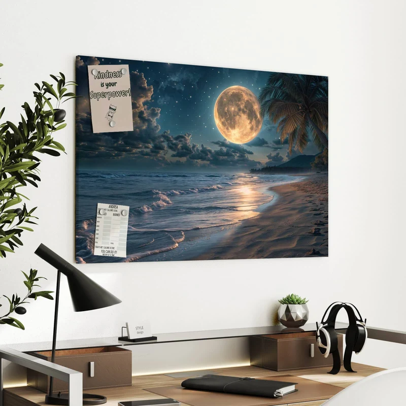 Metall Magnettafel - Mondnacht am Strand