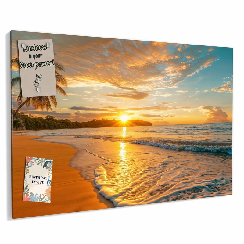 Metall Magnettafel - Palme am Abendstrand