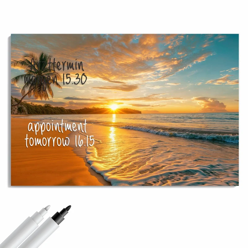 Metall Magnettafel - Palme am Abendstrand