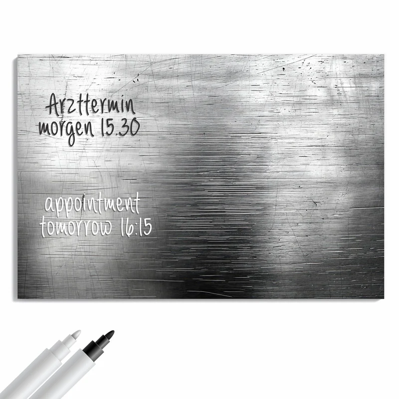 Metall Magnettafel - Gebürsteter Stahl