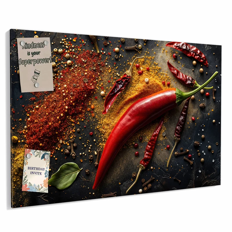 Metall Magnettafel - Chili mit Gewürzen