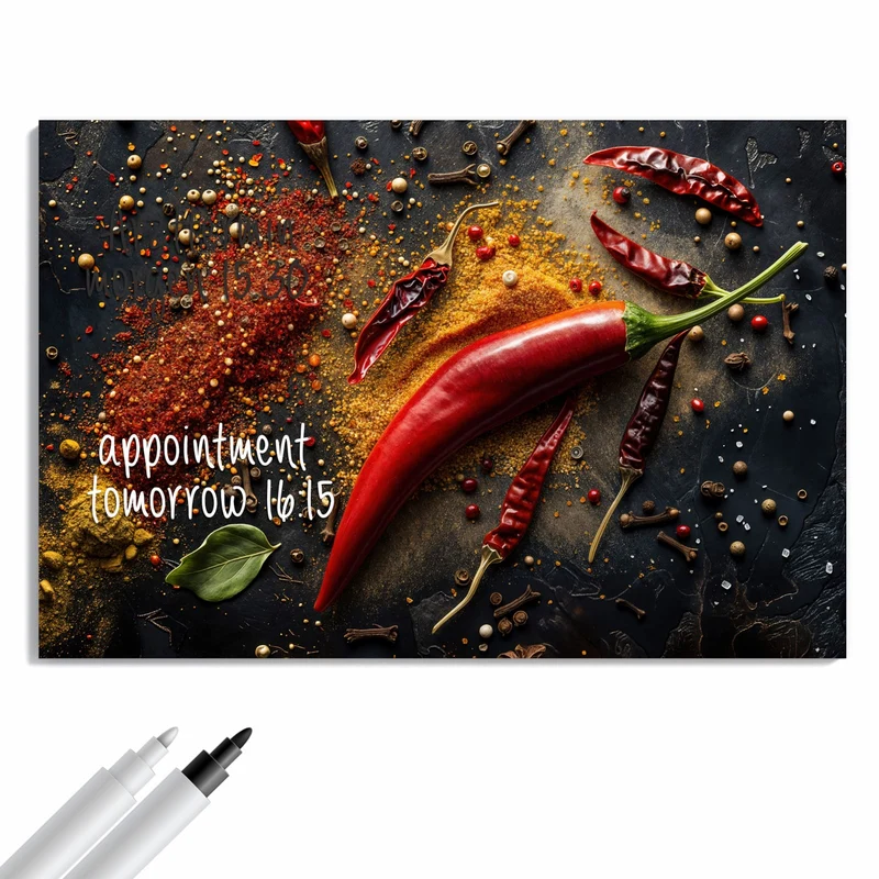 Metall Magnettafel - Chili mit Gewürzen