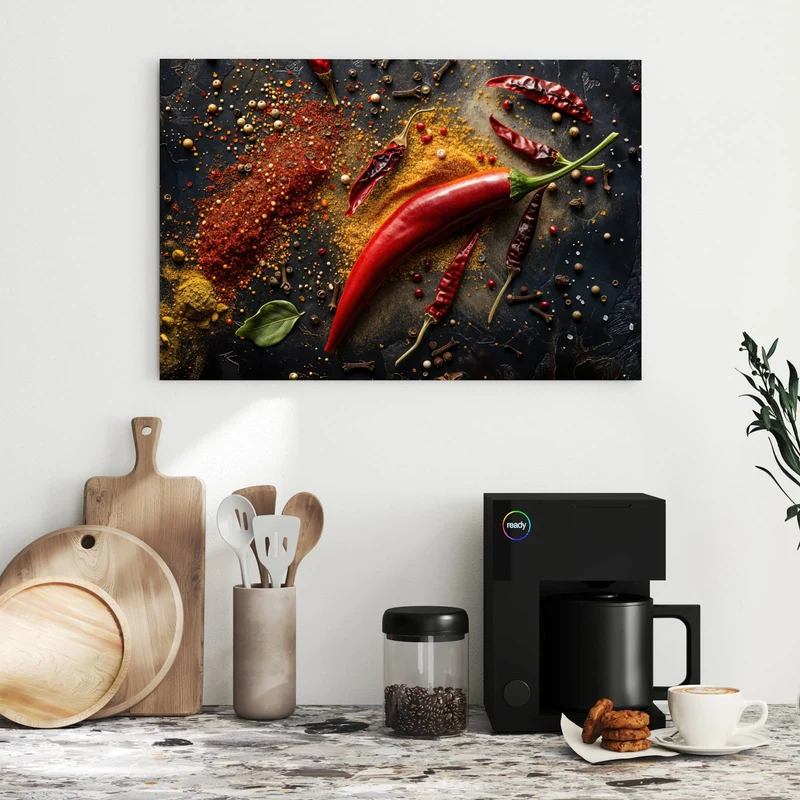 Metall Magnettafel - Chili mit Gewürzen