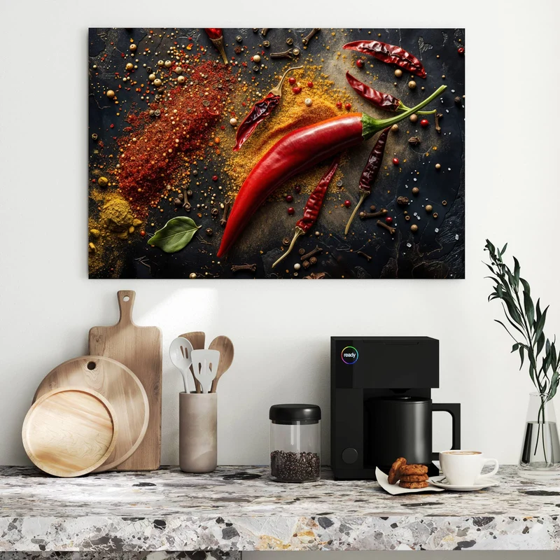 Metall Magnettafel - Chili mit Gewürzen