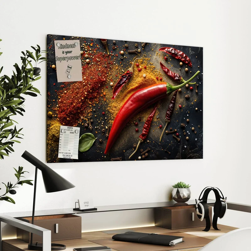 Metall Magnettafel - Chili mit Gewürzen