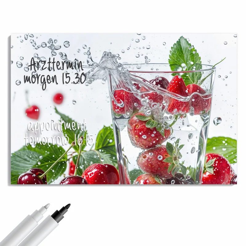 Metall Magnettafel - Erdbeeren und Kirschen