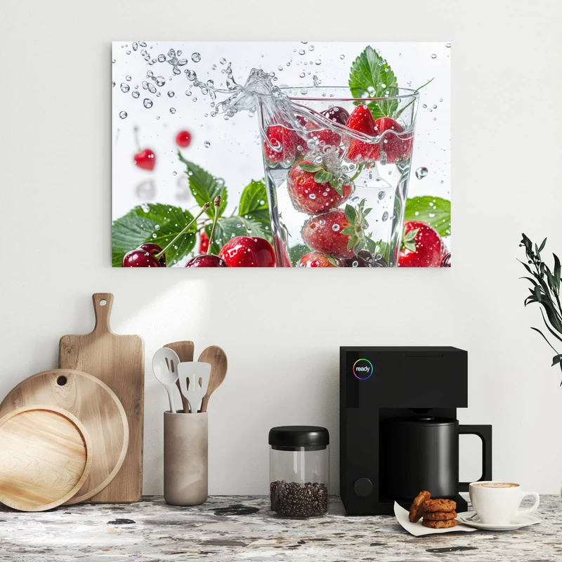 Metall Magnettafel - Erdbeeren und Kirschen
