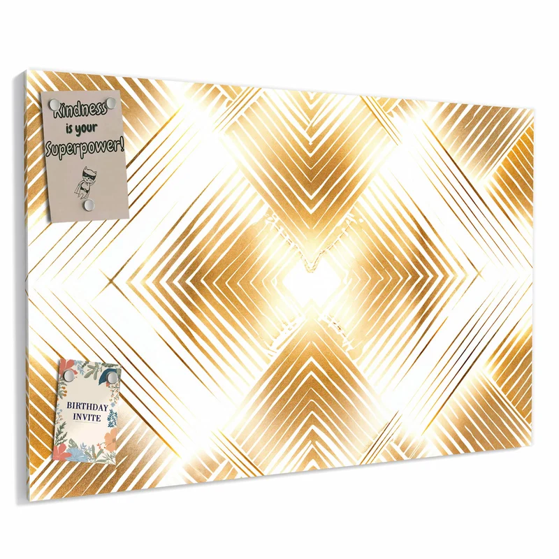 Metall Magnettafel - Goldenes Rautenmuster