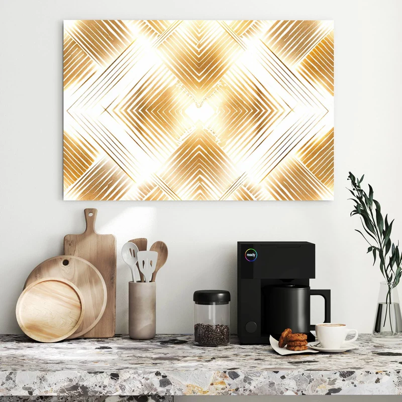 Metall Magnettafel - Goldenes Rautenmuster