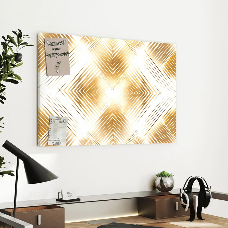 Metall Magnettafel - Goldenes Rautenmuster