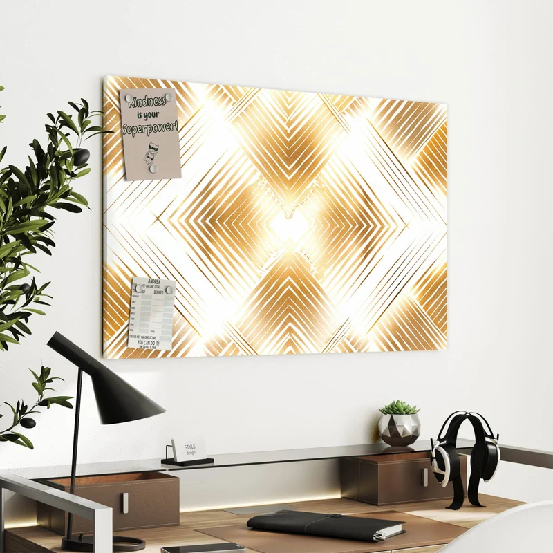 Metall Magnettafel - Goldenes Rautenmuster