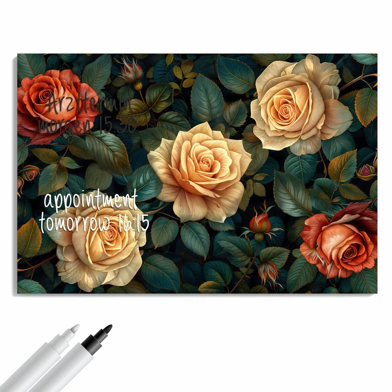 Metall Magnettafel - Rosen in Apricot