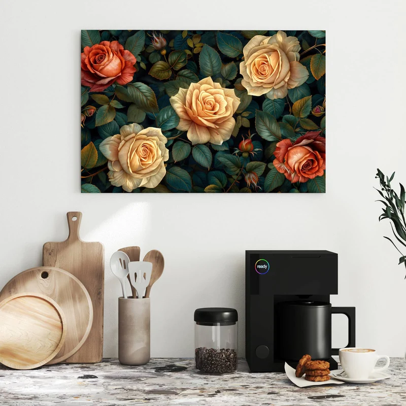 Metall Magnettafel - Rosen in Apricot