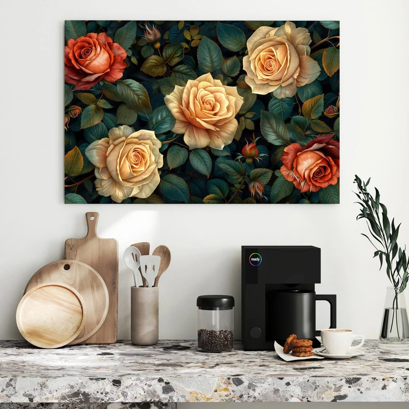 Metall Magnettafel - Rosen in Apricot