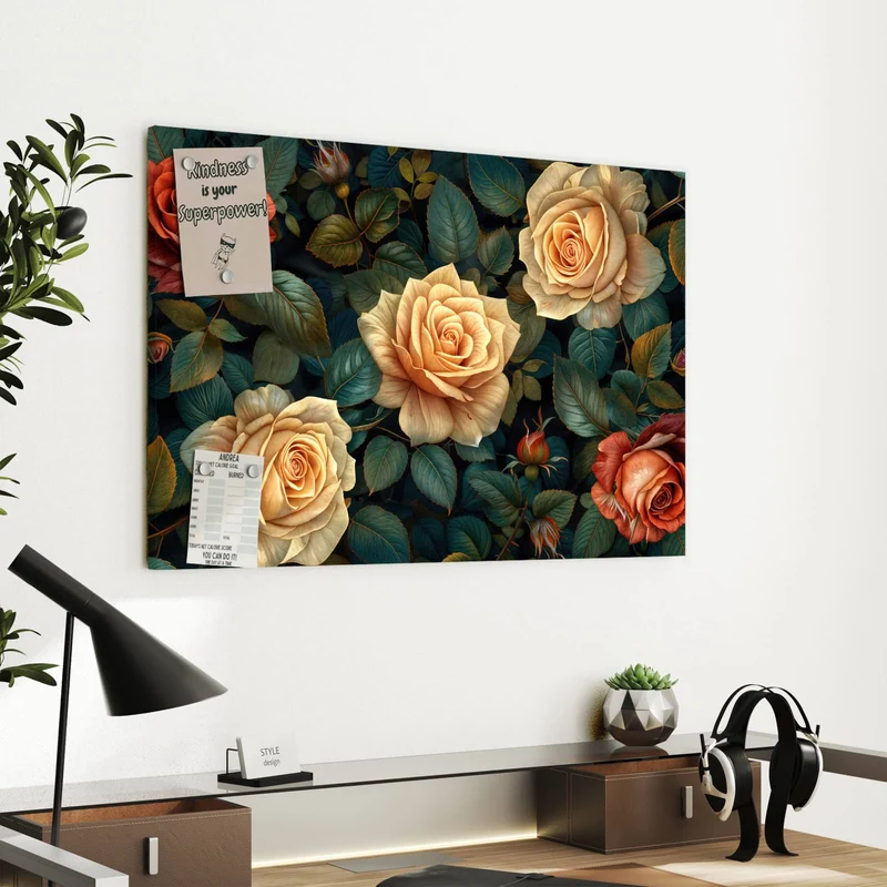 Metall Magnettafel - Rosen in Apricot
