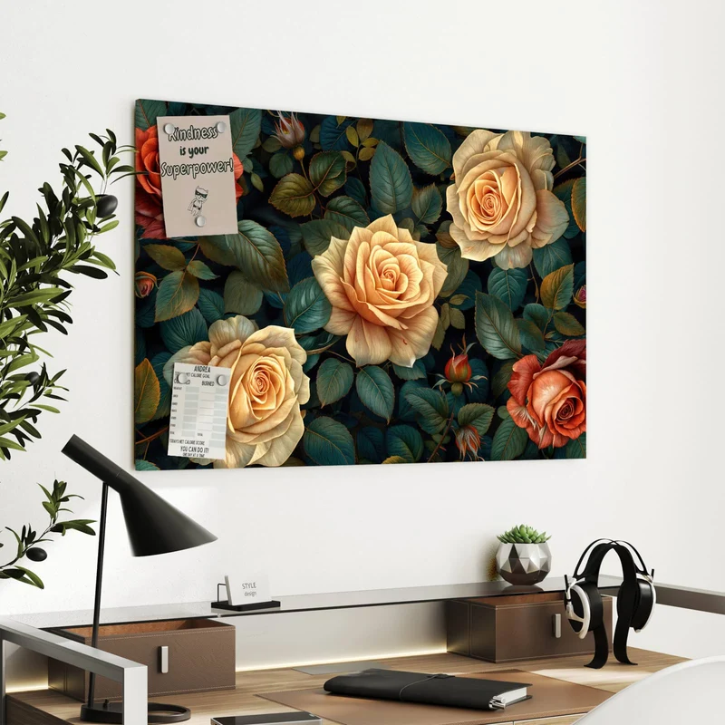Metall Magnettafel - Rosen in Apricot