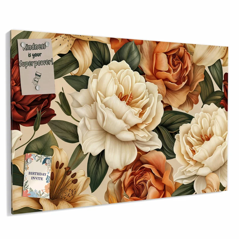 Metall Magnettafel - Rosen in Terrakotta