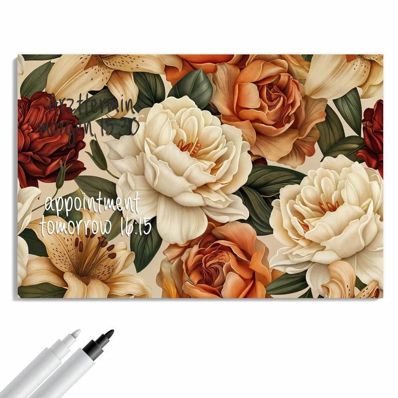 Metall Magnettafel - Rosen in Terrakotta