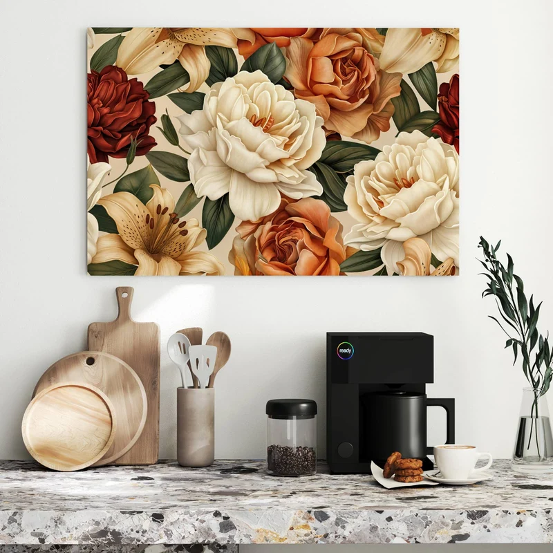 Metall Magnettafel - Rosen in Terrakotta