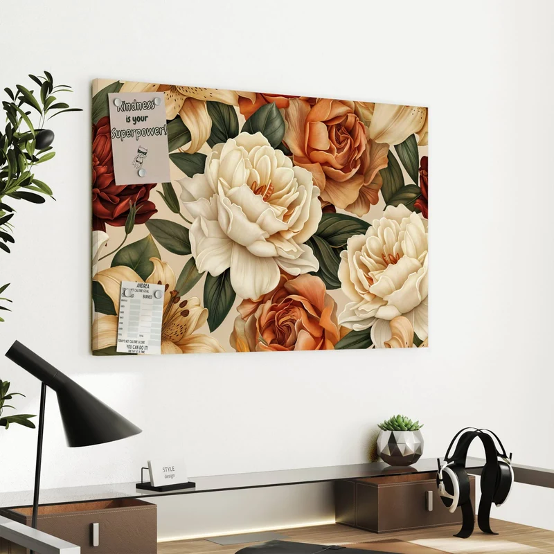 Metall Magnettafel - Rosen in Terrakotta