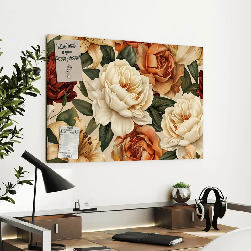 Metall Magnettafel - Rosen in Terrakotta