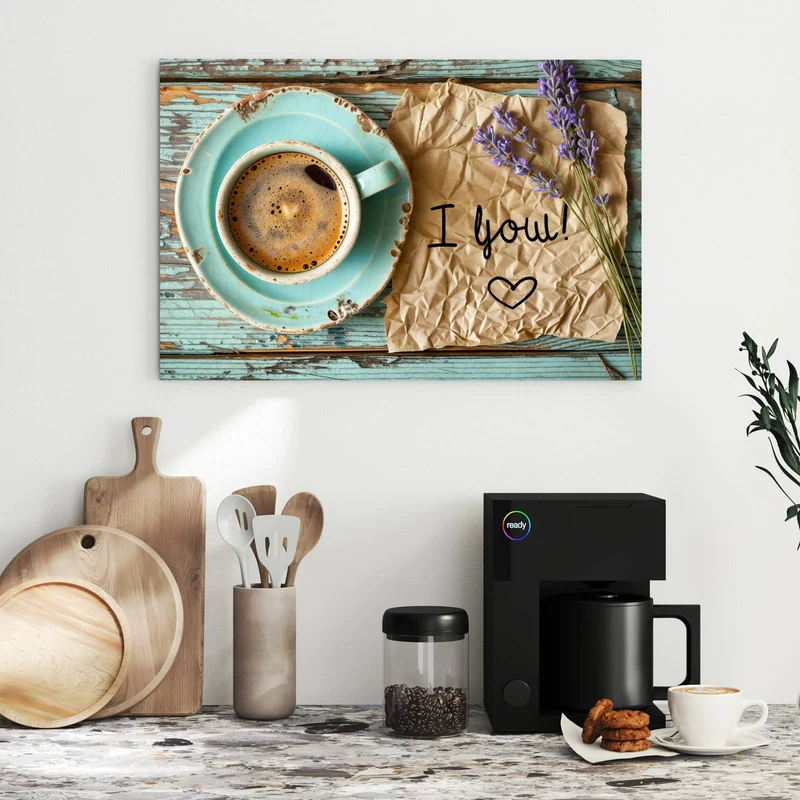 Metall Magnettafel - Tasse und Lavendel