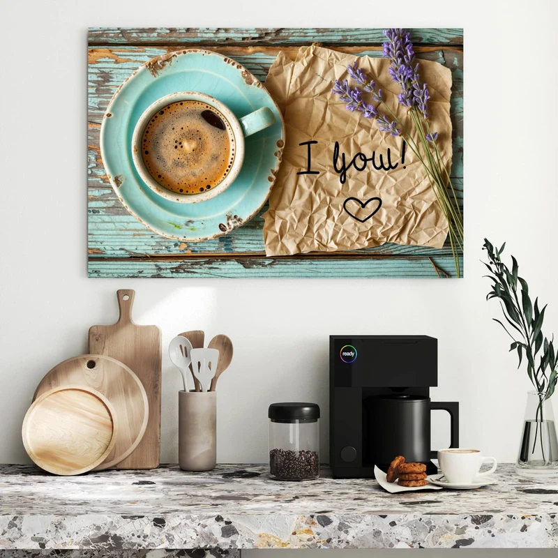 Metall Magnettafel - Tasse und Lavendel