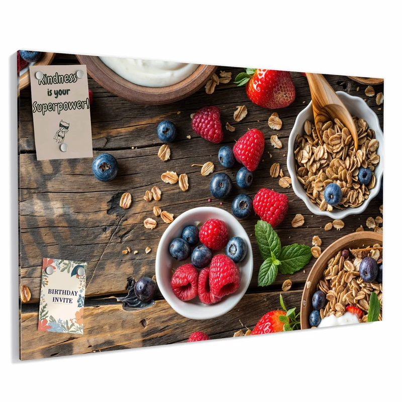 Metall Magnettafel - Müsli und Joghurt