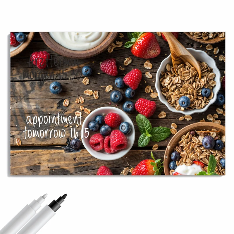 Metall Magnettafel - Müsli und Joghurt