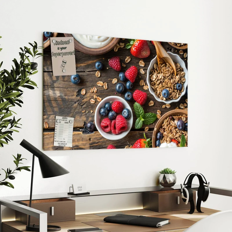 Metall Magnettafel - Müsli und Joghurt