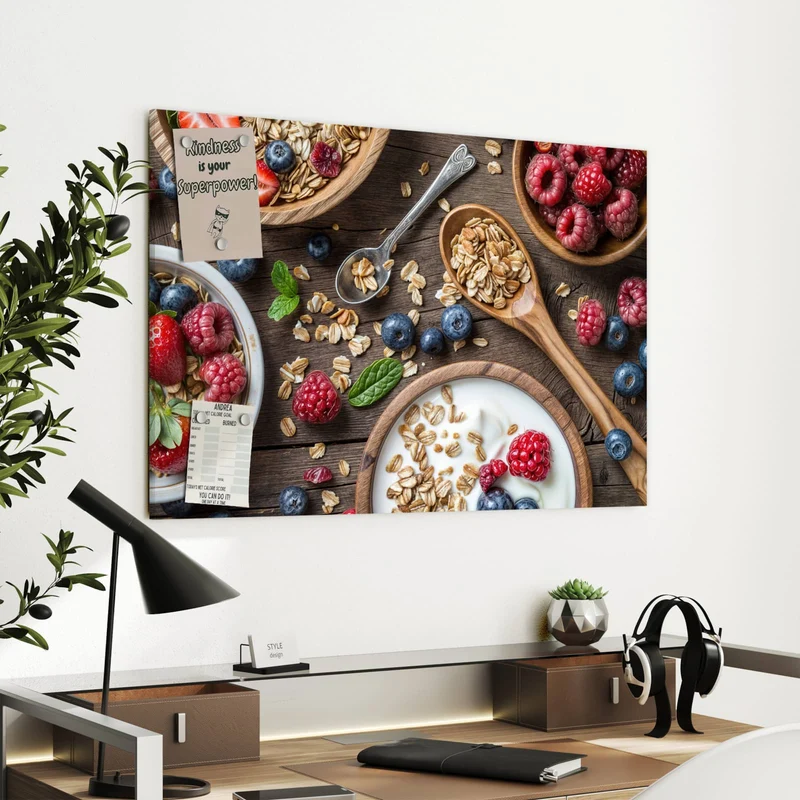 Metall Magnettafel - Joghurt mit Beeren