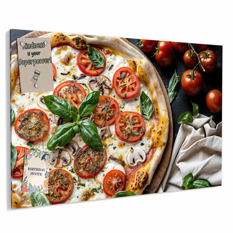 Metall Magnettafel - Pizza mit Tomaten