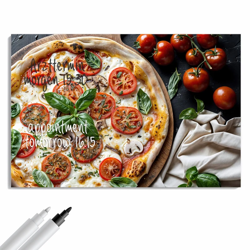 Metall Magnettafel - Pizza mit Tomaten