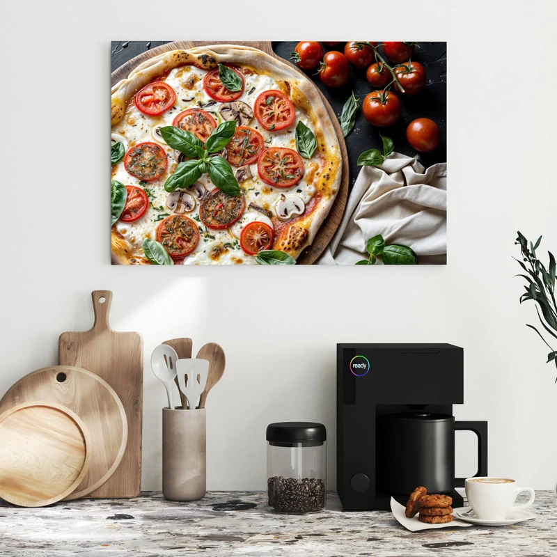 Metall Magnettafel - Pizza mit Tomaten