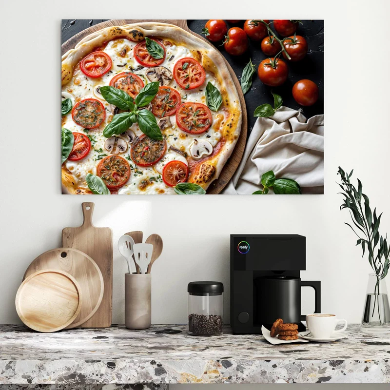 Metall Magnettafel - Pizza mit Tomaten