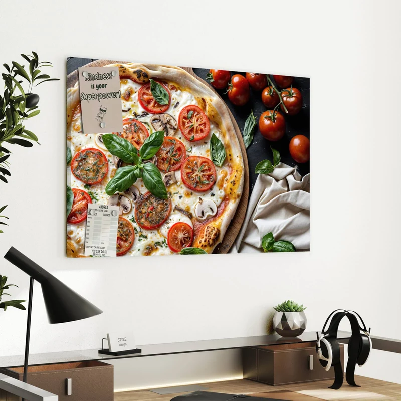 Metall Magnettafel - Pizza mit Tomaten