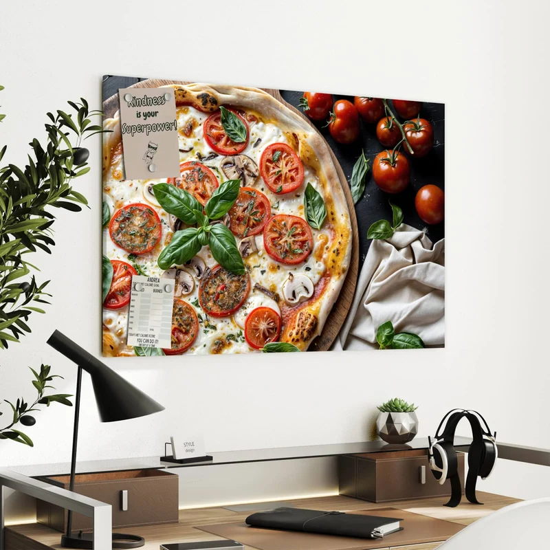 Metall Magnettafel - Pizza mit Tomaten