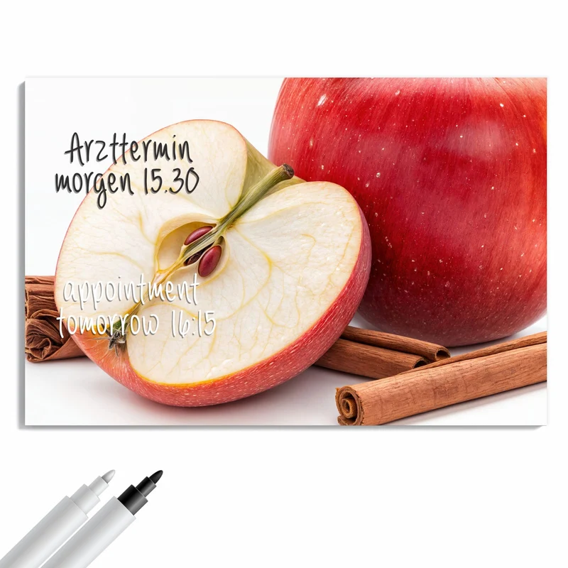 Metall Magnettafel - Apfelhälfte mit Zimt