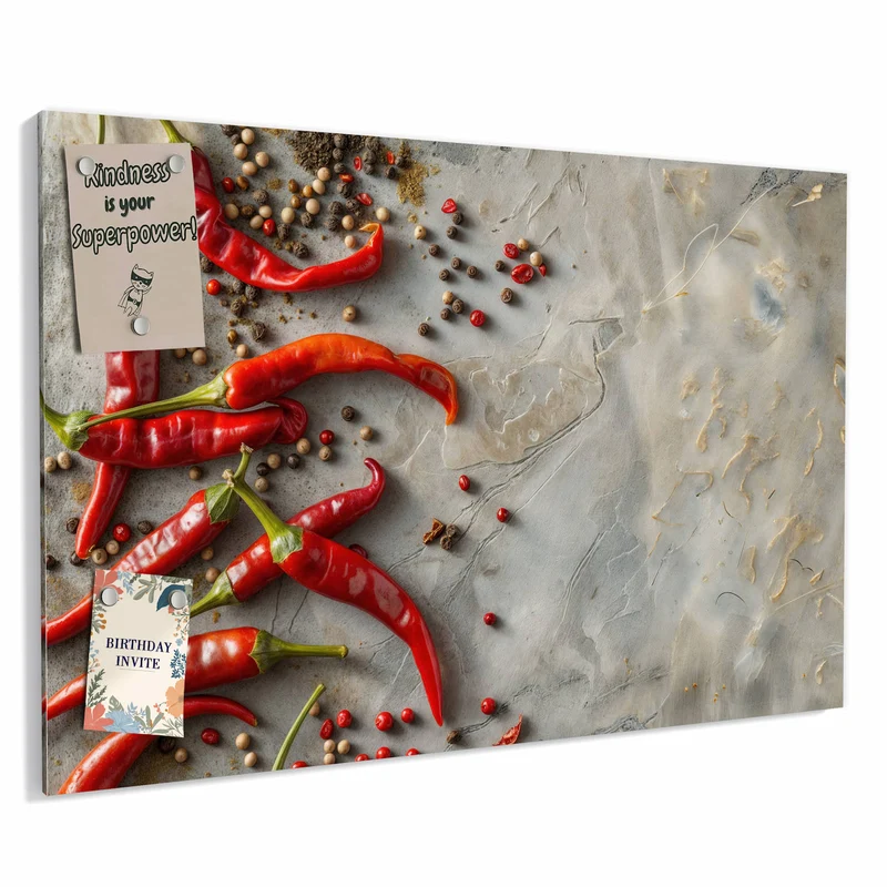 Metall Magnettafel - Chilis mit Pfeffer