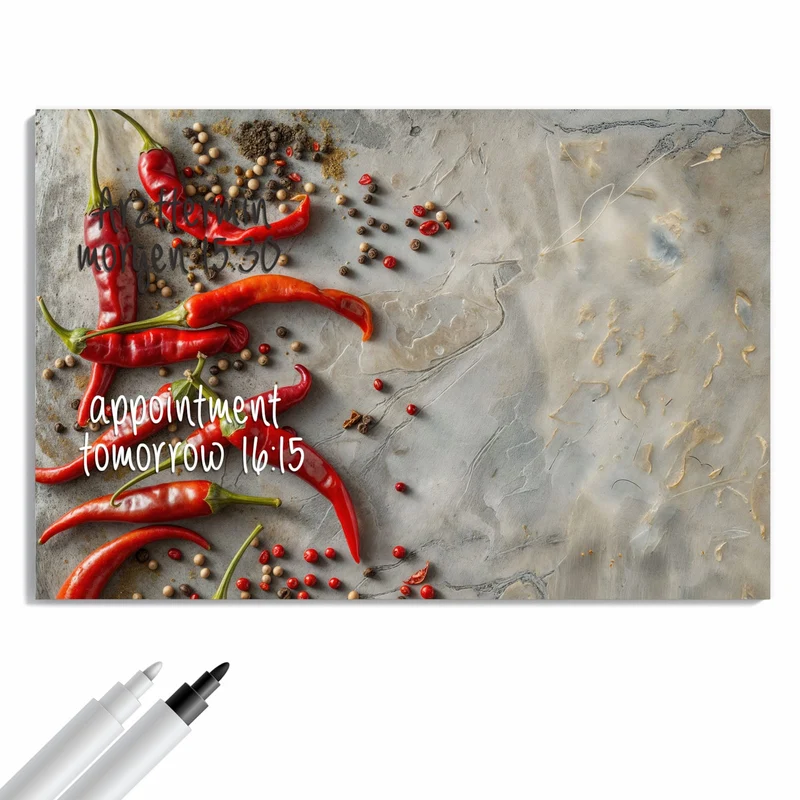Metall Magnettafel - Chilis mit Pfeffer