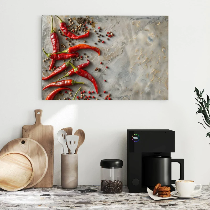 Metall Magnettafel - Chilis mit Pfeffer