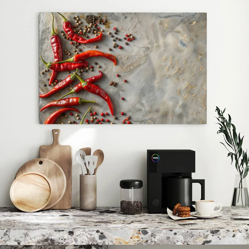 Metall Magnettafel - Chilis mit Pfeffer