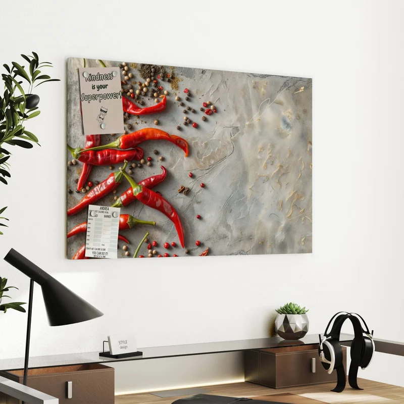 Metall Magnettafel - Chilis mit Pfeffer