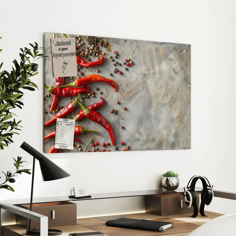 Metall Magnettafel - Chilis mit Pfeffer