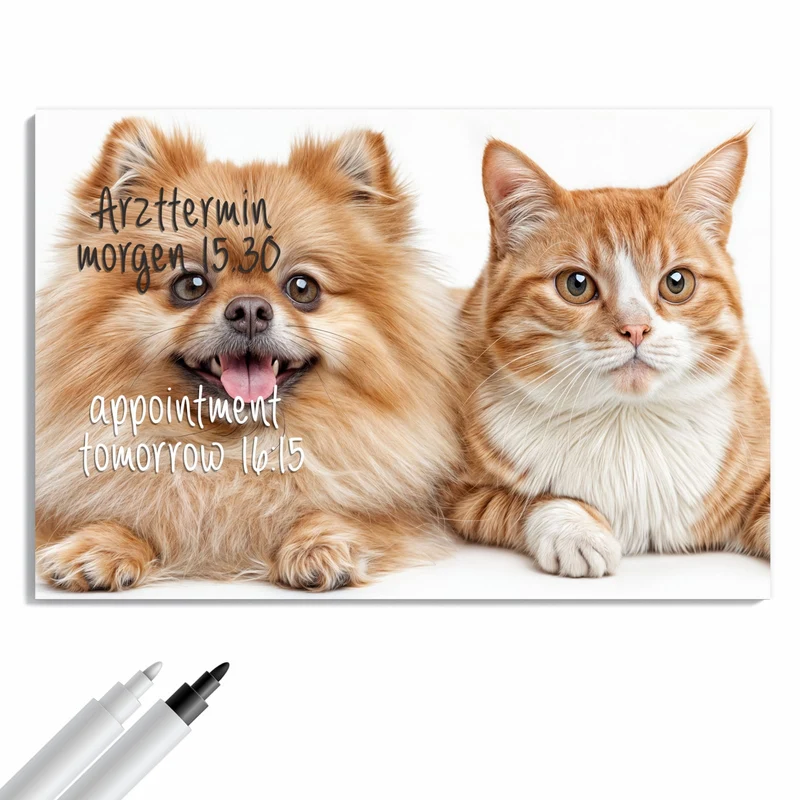 Metall Magnettafel - Spitz und Katze