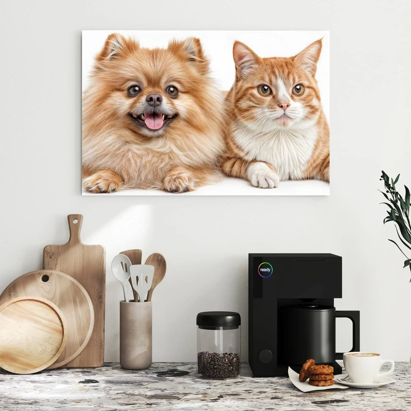 Metall Magnettafel - Spitz und Katze